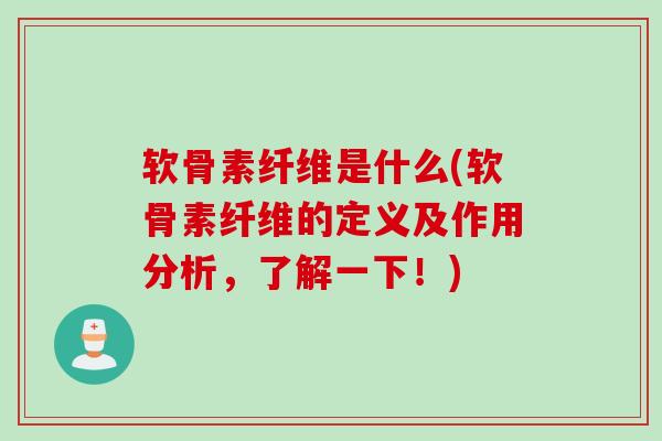 软骨素纤维是什么(软骨素纤维的定义及作用分析,了解一下!) 软骨素纤维是什么(软骨素纤维的定义及作用分析,了解一下!)