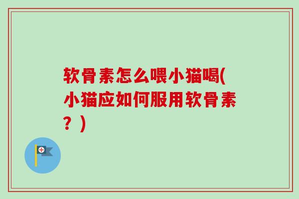 软骨素怎么喂小猫喝(小猫应如何服用软骨素？)