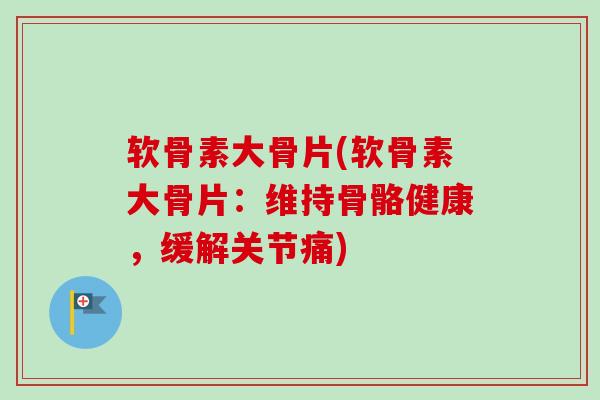 软骨素大骨片(软骨素大骨片：维持骨骼健康，缓解关节痛)
