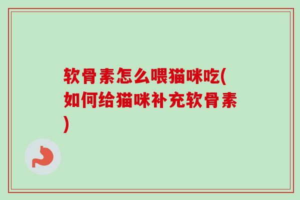软骨素怎么喂猫咪吃(如何给猫咪补充软骨素)