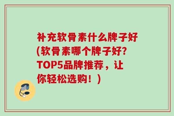 补充软骨素什么牌子好(软骨素哪个牌子好？TOP5品牌推荐，让你轻松选购！)