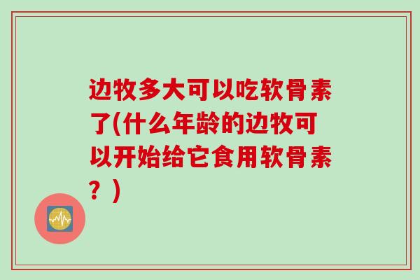 边牧多大可以吃软骨素了(什么年龄的边牧可以开始给它食用软骨素？)