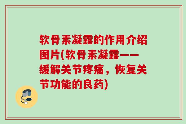 软骨素凝露的作用介绍图片(软骨素凝露——缓解关节，恢复关节功能的良药)