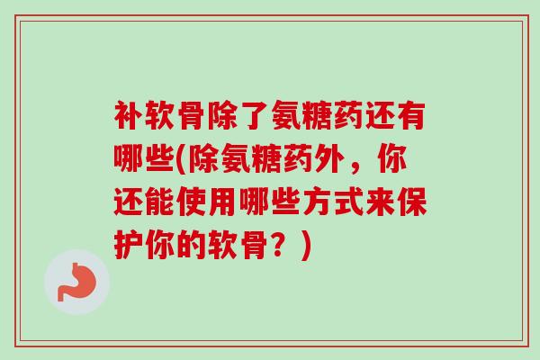 补软骨除了氨糖药还有哪些(除氨糖药外，你还能使用哪些方式来保护你的软骨？)