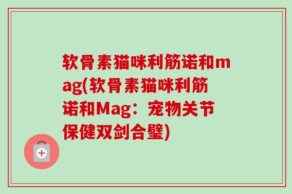 软骨素猫咪利筋诺和mag(软骨素猫咪利筋诺和Mag：宠物关节保健双剑合璧)