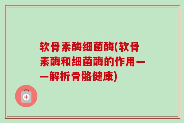 软骨素酶细菌酶(软骨素酶和细菌酶的作用——解析骨骼健康)