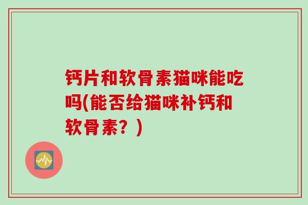 钙片和软骨素猫咪能吃吗(能否给猫咪补钙和软骨素？)