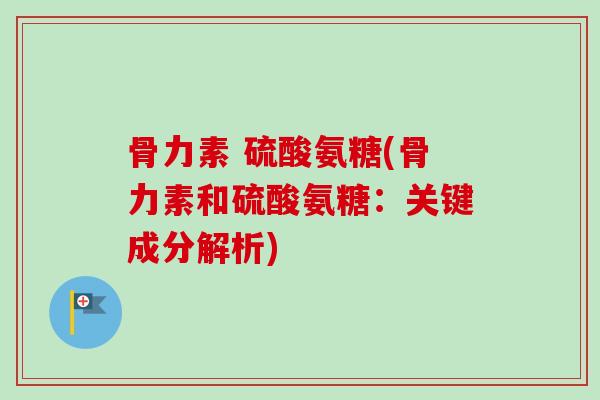 骨力素 硫酸氨糖(骨力素和硫酸氨糖：关键成分解析)