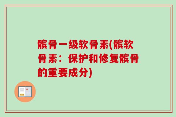 髌骨一级软骨素(髌软骨素：保护和修复髌骨的重要成分)