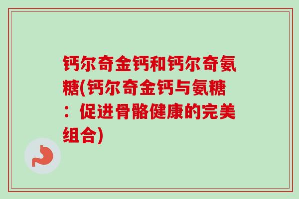 钙尔奇金钙和钙尔奇氨糖(钙尔奇金钙与氨糖：促进骨骼健康的完美组合)
