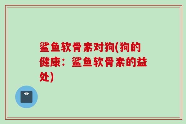 鲨鱼软骨素对狗(狗的健康：鲨鱼软骨素的益处)