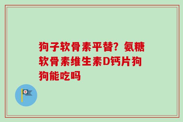 狗子软骨素平替？氨糖软骨素维生素D钙片狗狗能吃吗