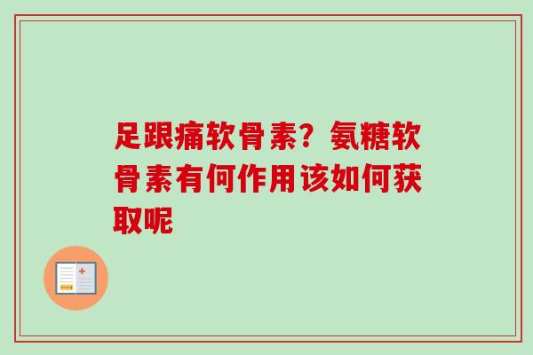 足跟痛软骨素？氨糖软骨素有何作用该如何获取呢