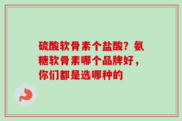 硫酸软骨素个盐酸？氨糖软骨素哪个品牌好，你们都是选哪种的