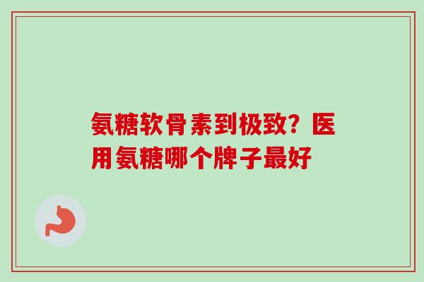氨糖软骨素到极致？医用氨糖哪个牌子最好