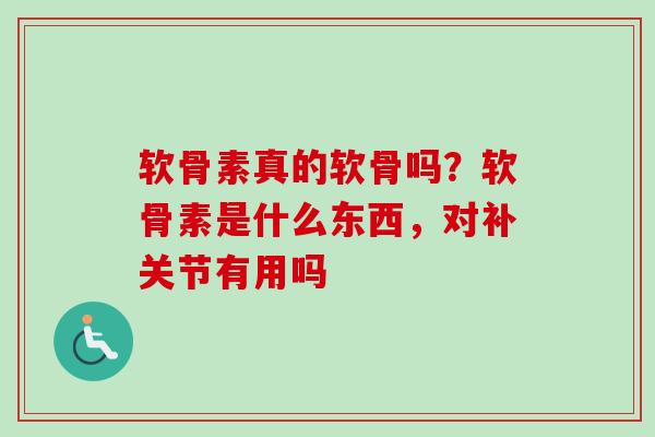 软骨素真的软骨吗？软骨素是什么东西，对补关节有用吗