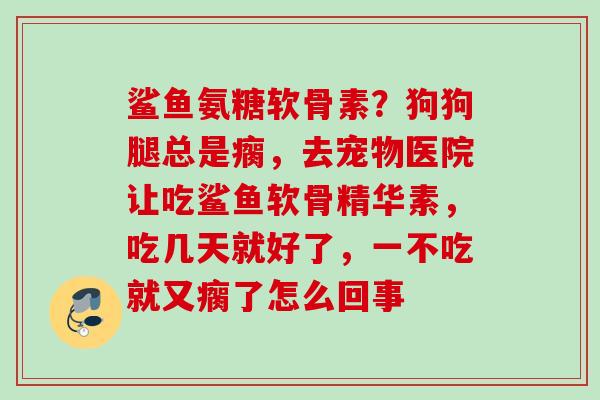 鲨鱼氨糖软骨素？狗狗腿总是瘸，去宠物医院让吃鲨鱼软骨精华素，吃几天就好了，一不吃就又瘸了怎么回事