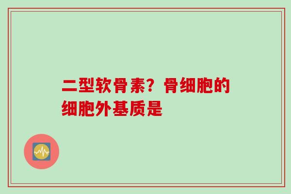 二型软骨素?骨细胞的细胞外基质是 二型软骨素?骨细胞的细胞外基质是