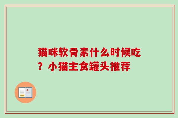 猫咪软骨素什么时候吃？小猫主食罐头推荐