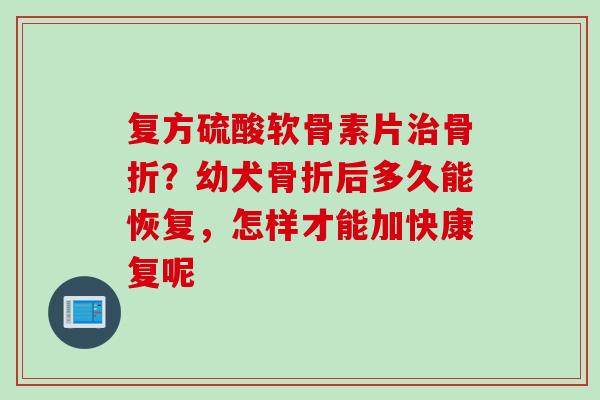 复方硫酸软骨素片治骨折？幼犬骨折后多久能恢复，怎样才能加快康复呢