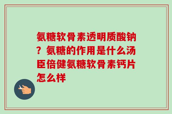 氨糖软骨素透明质酸钠？氨糖的作用是什么汤臣倍健氨糖软骨素钙片怎么样
