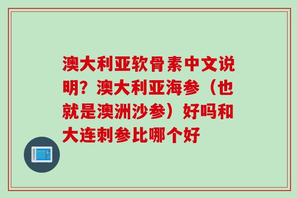 澳大利亚软骨素中文说明？澳大利亚海参（也就是澳洲沙参）好吗和大连刺参比哪个好