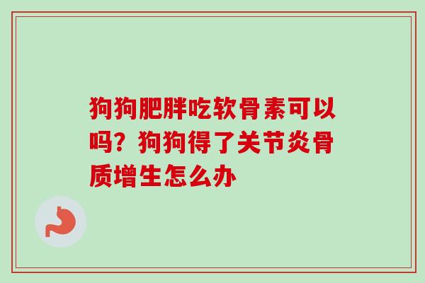 狗狗吃软骨素可以吗?狗狗得了怎么办 狗狗吃软骨素可以吗?狗狗得了怎么办