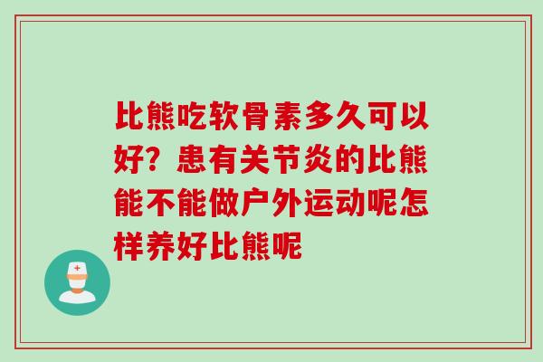 比熊吃软骨素多久可以好？患有关节炎的比熊能不能做户外运动呢怎样养好比熊呢