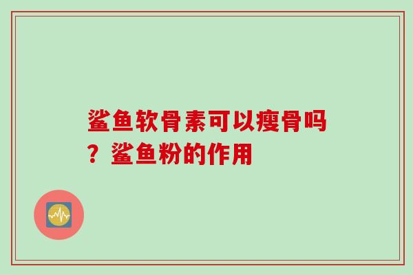 鲨鱼软骨素可以瘦骨吗？鲨鱼粉的作用