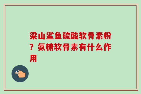 梁山鲨鱼硫酸软骨素粉？氨糖软骨素有什么作用