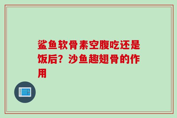 鲨鱼软骨素空腹吃还是饭后？沙鱼趣翅骨的作用