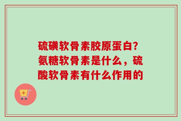 硫磺软骨素胶原蛋白？氨糖软骨素是什么，硫酸软骨素有什么作用的