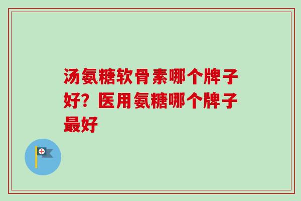 汤氨糖软骨素哪个牌子好？医用氨糖哪个牌子最好