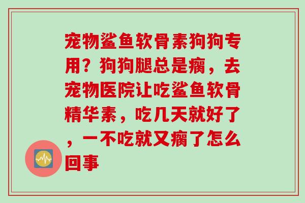 宠物鲨鱼软骨素狗狗专用？狗狗腿总是瘸，去宠物医院让吃鲨鱼软骨精华素，吃几天就好了，一不吃就又瘸了怎么回事