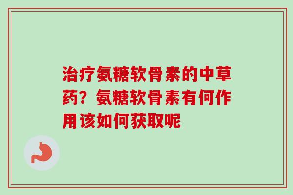 治疗氨糖软骨素的中草药？氨糖软骨素有何作用该如何获取呢