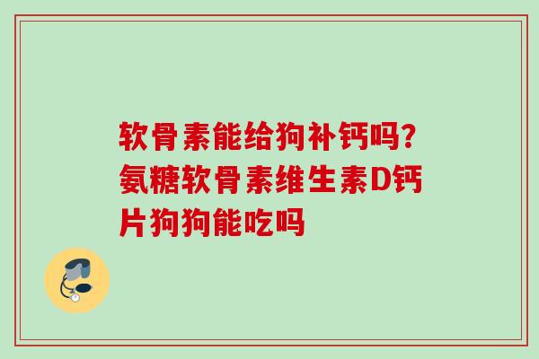 软骨素能给狗补钙吗？氨糖软骨素维生素D钙片狗狗能吃吗