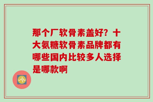 那个厂软骨素盖好？十大氨糖软骨素品牌都有哪些国内比较多人选择是哪款啊