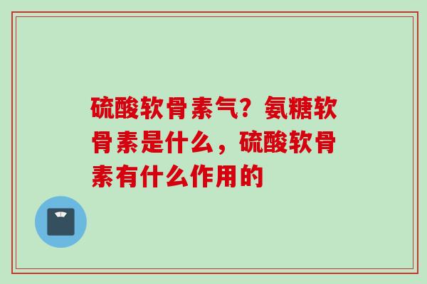 硫酸软骨素气？氨糖软骨素是什么，硫酸软骨素有什么作用的
