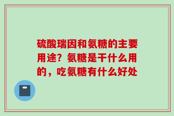 硫酸瑞因和氨糖的主要用途？氨糖是干什么用的，吃氨糖有什么好处