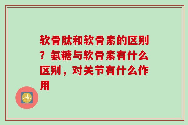软骨肽和软骨素的区别？氨糖与软骨素有什么区别，对关节有什么作用