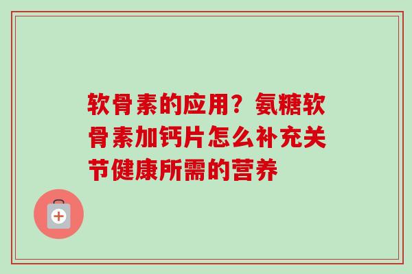 软骨素的应用？氨糖软骨素加钙片怎么补充关节健康所需的营养