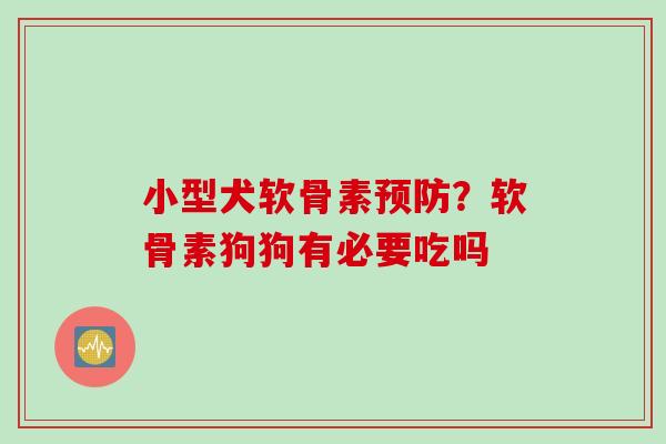 小型犬软骨素预防？软骨素狗狗有必要吃吗