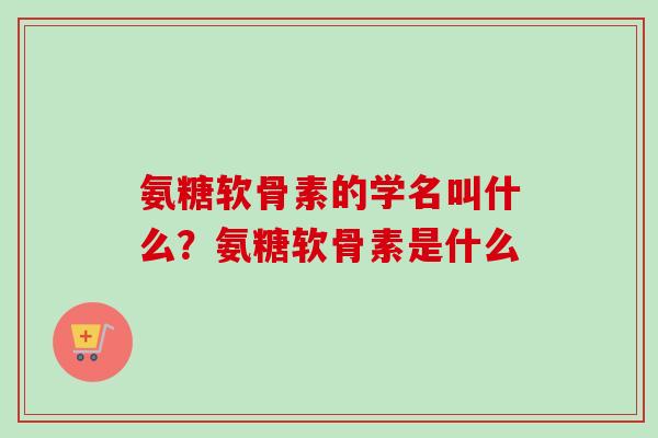 氨糖软骨素的学名叫什么？氨糖软骨素是什么