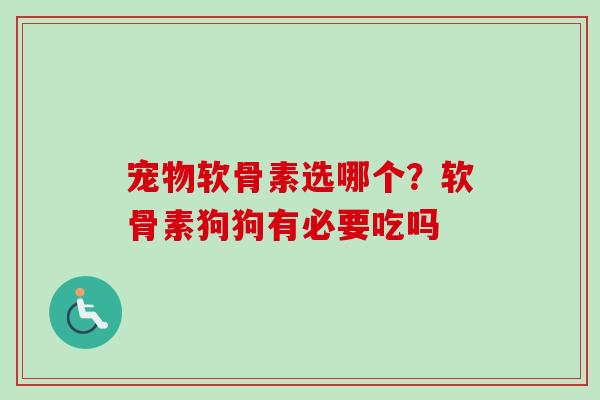 宠物软骨素选哪个？软骨素狗狗有必要吃吗