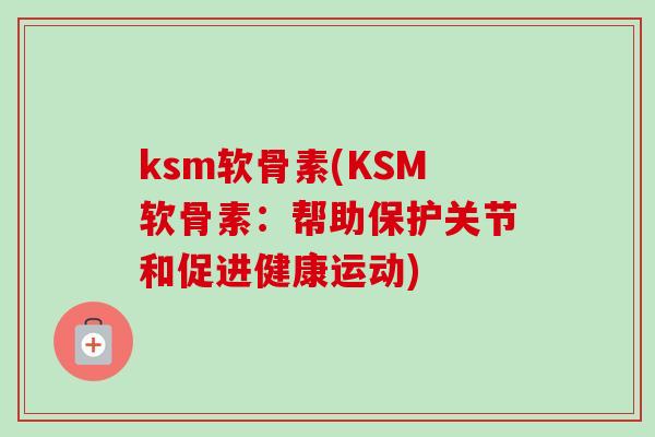 ksm软骨素(KSM软骨素：帮助保护关节和促进健康运动)