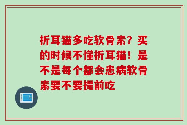 折耳猫多吃软骨素？买的时候不懂折耳猫！是不是每个都会患病软骨素要不要提前吃
