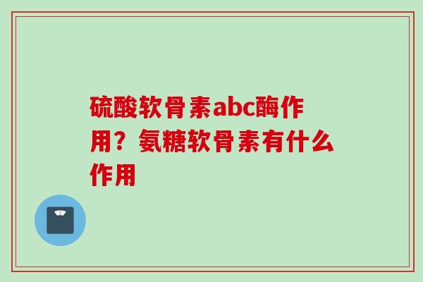硫酸软骨素abc酶作用？氨糖软骨素有什么作用
