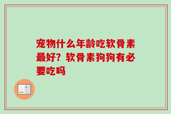 宠物什么年龄吃软骨素最好？软骨素狗狗有必要吃吗