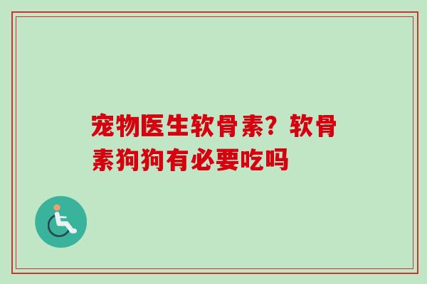 宠物医生软骨素？软骨素狗狗有必要吃吗