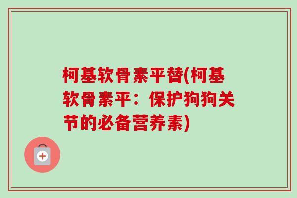 柯基软骨素平替(柯基软骨素平：保护狗狗关节的必备营养素)